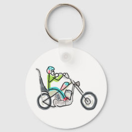 Chopper Motorcykel Stickman Nyckelring