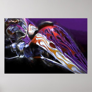 CHOPPER MOTORCYKLE SVAN I EN DRAGON POSTER