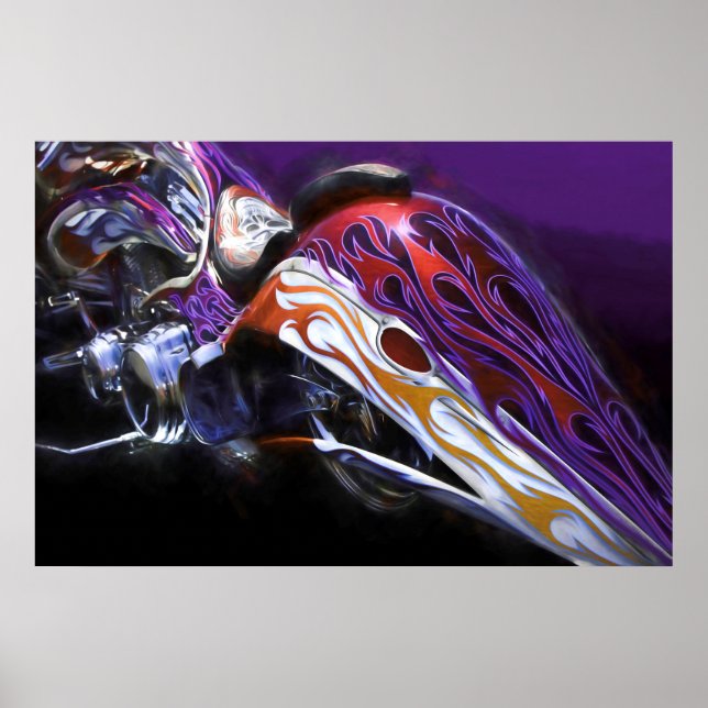 CHOPPER MOTORCYKLE SVAN I EN DRAGON POSTER (Framsidan)