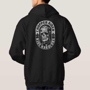 Chopper Skull Rider Motorcykel Åk Hardcore Hood Hoodie