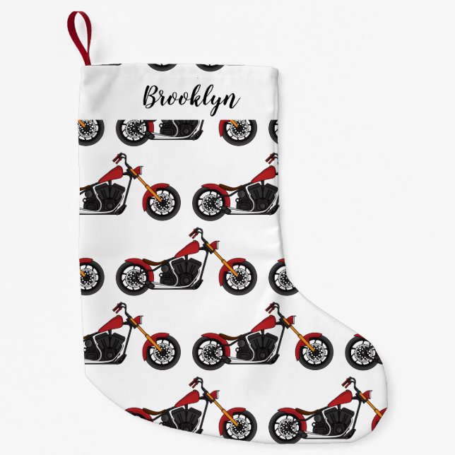 Chopper stil motorcykel illustration liten julstrumpa (Framsidan)