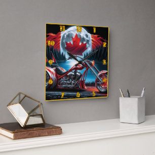 choppfrihet med den kanadensiska flagga på natten fyrkantig klocka