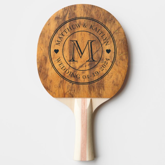 Chopping Block Wedding Monogram Heart Pingisracket (Framsidan)