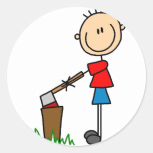 Chopping Wood Sticker Runt Klistermärke