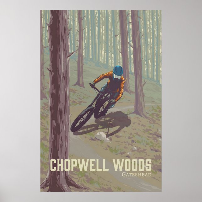 Chopwell Woods Mountainbike-reseskylt Poster (Framsidan)