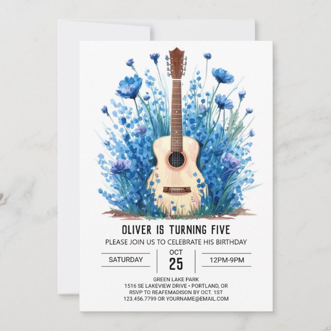 Chord Classical Guitar Boy Birthday Inbjudningar (Framsida)