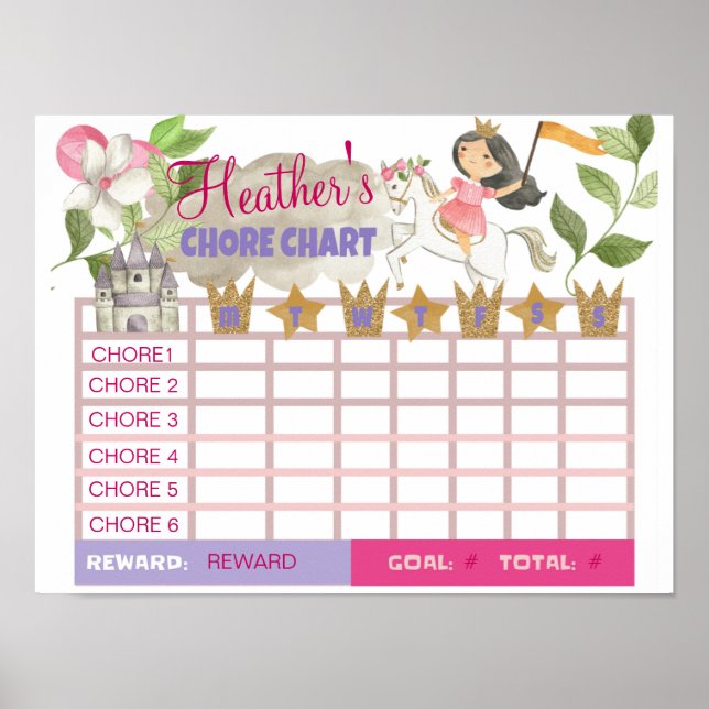CHORE CHART, PRINCESS, BEHAVIMUNCHART, POSTER (Framsidan)