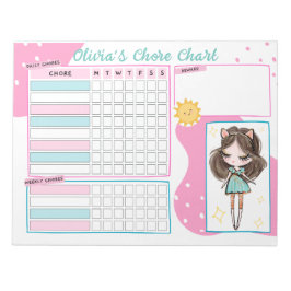 Chore Chart Reward Chart for Daily Routine Girl Anteckningsblock