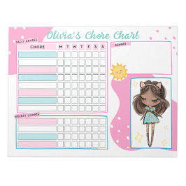 Chore Chart Reward Chart for Daily Routine Girl No Anteckningsblock