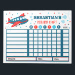 Chore-diagram för Personlig av flygplan med bakåtr Anteckningsblock<br><div class="desc">Personlig Reward Chore Routine Chart.</div>