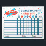 Chore-diagram för Personlig av flygplan med bakåtr Anteckningsblock<br><div class="desc">Personlig Reward Chore Routine Chart.</div>