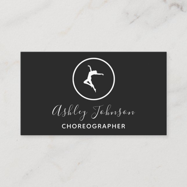 Choreograf Modern Dance Teacher Black & White Visitkort (Framsida)