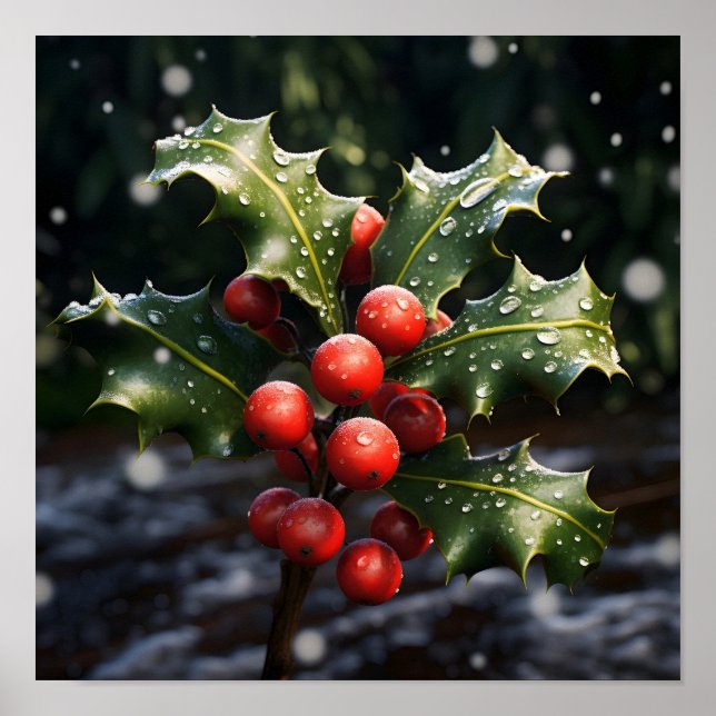 Choristmas-holly-bedövande foto poster (Framsidan)