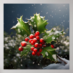 Choristmas-holly-bedövande foto poster