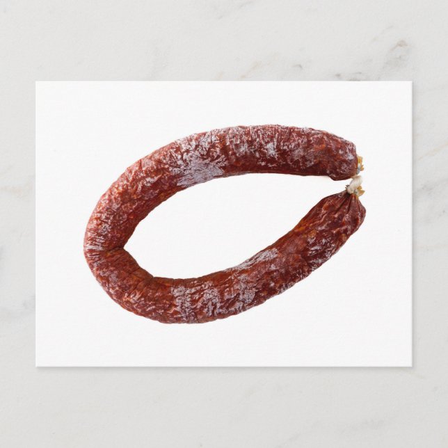 Chorizo-korv isolerad som klippt vykort (Framsida)