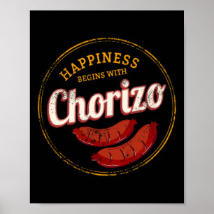Chorizo Retro Korv Vintage Bbq Gourmet Grillning Poster