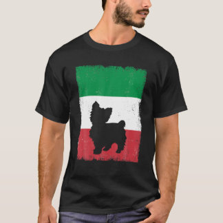 Chorkie Hund Flagga Italienska Vintagen Mamma Papp T Shirt