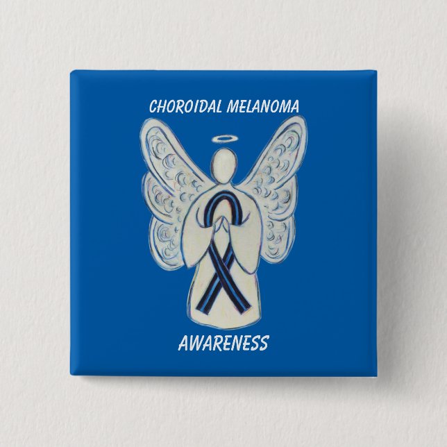 Choroidal Melanoma Awareness Ribbon Angel Pin Knapp (Framsida)