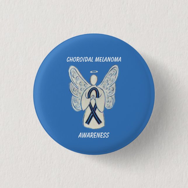 Choroidal Melanoma Awareness Ribbon Angel Pin Knapp (Framsida)