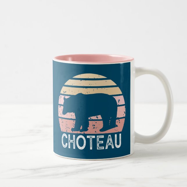 Choteau Montana Retro Bear Två-Tonad Mugg (Höger)