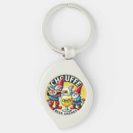 Chouffe Beer Gnomes Theme Design Swirl Silverfärgad Nyckelring