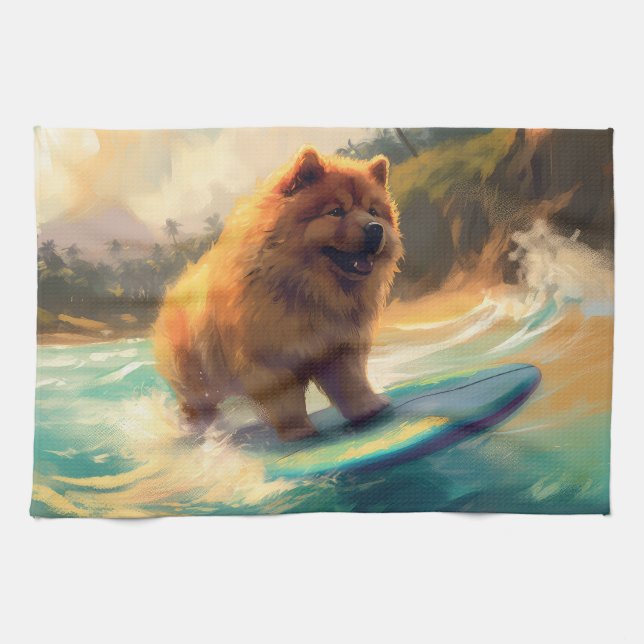 Chow Beach Surfing Painting Kökshandduk (Horisontell)
