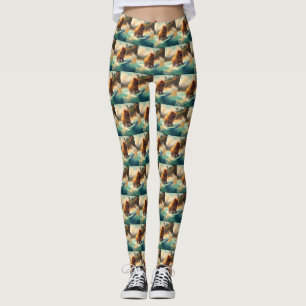 Chow Beach Surfing Painting Leggings