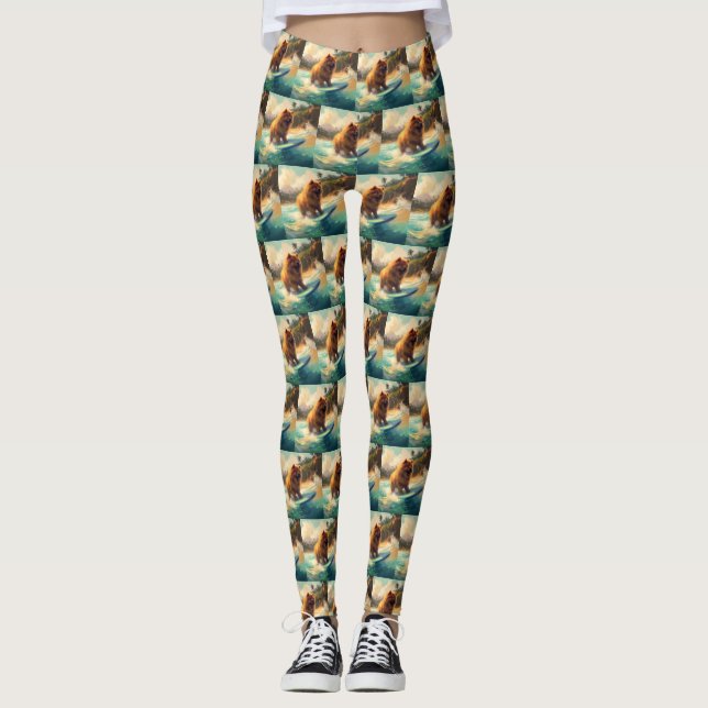 Chow Beach Surfing Painting Leggings (Framsida)
