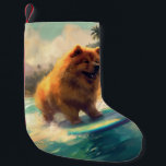Chow Beach Surfing Painting Liten Julstrumpa<br><div class="desc">Lägg dig i den lekande världen i hund äventyr med den här fängslande målningen. En andlig hund tar sig till vågar och kör skickligt surfan på en strand som kysstes av sol. Den sjudande konsten fångar på ett vackert sätt kärnan i den upphetsning som finns vid sidan av när hund...</div>