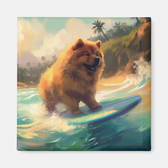 Chow Beach Surfing Painting Magnet (Framsidan)