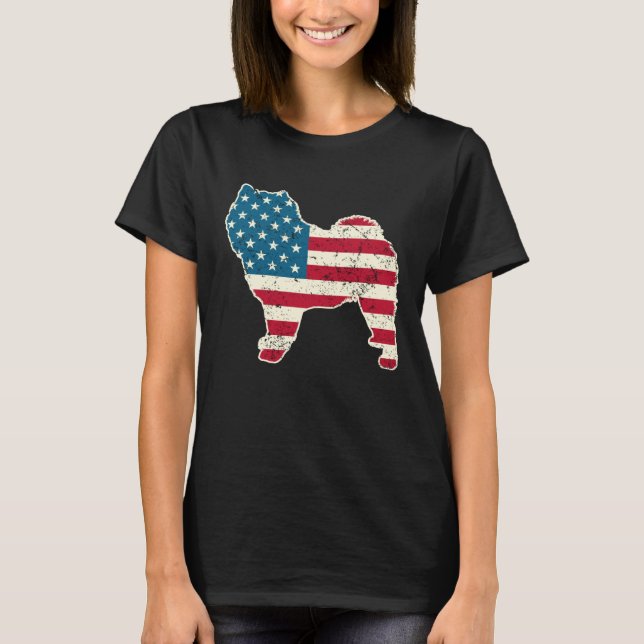 Chow Chow 4th of July Men Women USA American Flag  T Shirt (Framsida)