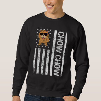 Chow Chow American USA flagga Funny Chow Chow Hund Lång Ärmad Tröja