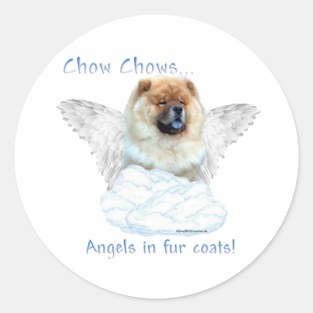 Chow Chow Angel - Sticker Runt Klistermärke (Framsida)