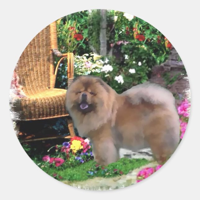 Chow Chow Art Gifts Runt Klistermärke (Framsida)
