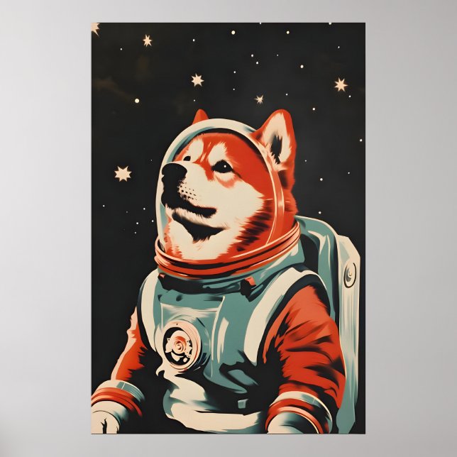 Chow Chow Astronaut Affisch, Chow Chow Retrotryck Poster (Framsidan)