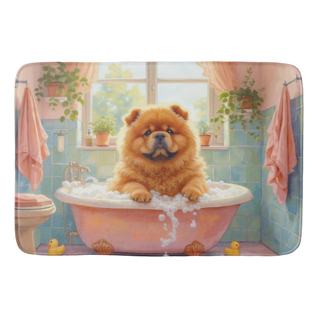 Chow Chow badtid Fluffig badrumsdekor Badrumsmatta (Framsidan)