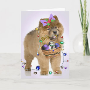 Chow Chow Chow Basket Roligt julafton Helgkort