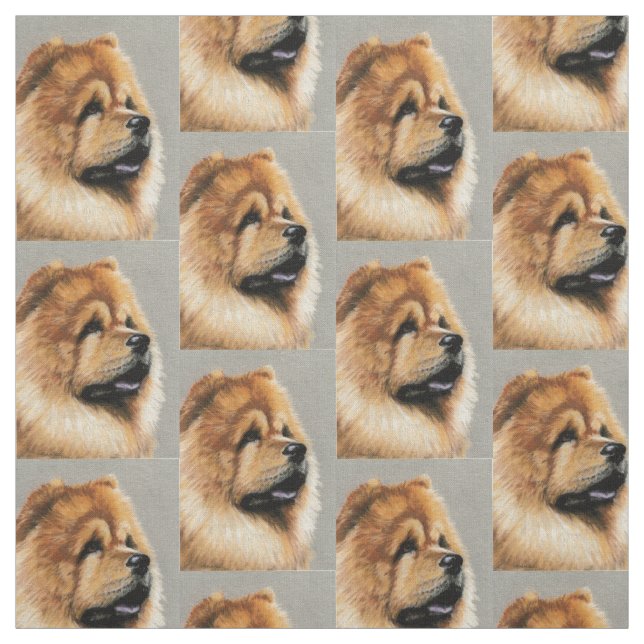 Chow Chow Chow Hund Art Fabric Tyg (Provkarta)