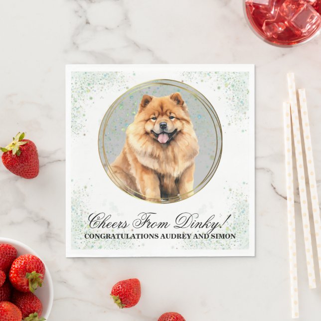 Chow Chow Chow Hund Bröllop Napkins with Hundar Ph Pappersservett (Insitu)