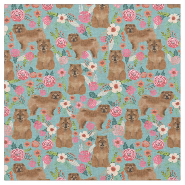 Chow Chow Chow vintage blommigt blue Tyg (Närbild)