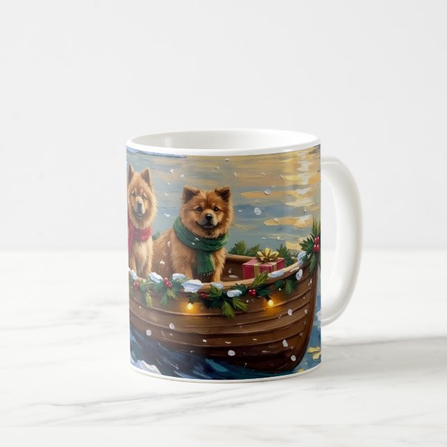 Chow Chow Christmas Boat Holiday Kaffemugg (Framsida höger)
