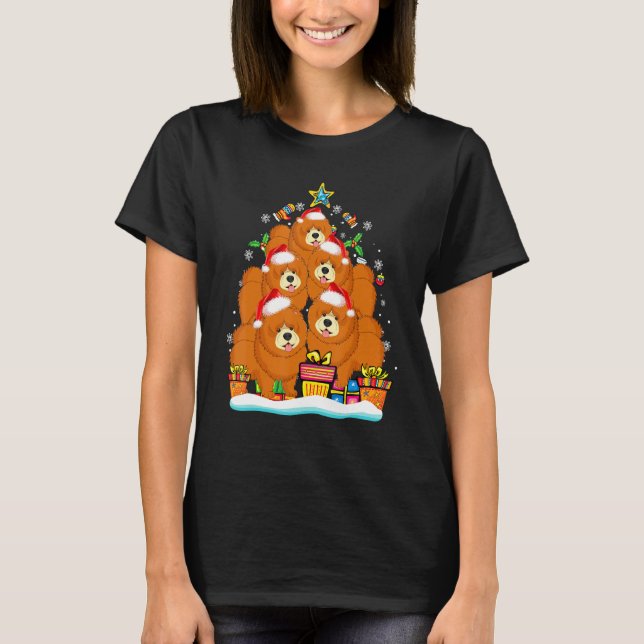 Chow Chow Christmas Tree Santa Hat Decorations Xma T Shirt (Framsida)