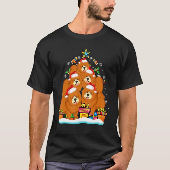 Chow Chow Christmas Tree Santa Hat Decorations Xma T Shirt (Framsida)