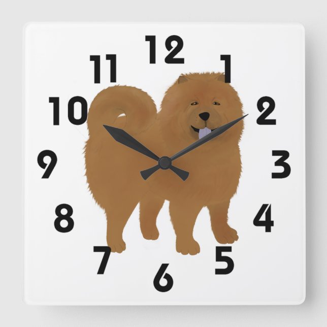 Chow Chow Clock Fyrkantig Klocka (Framsida)