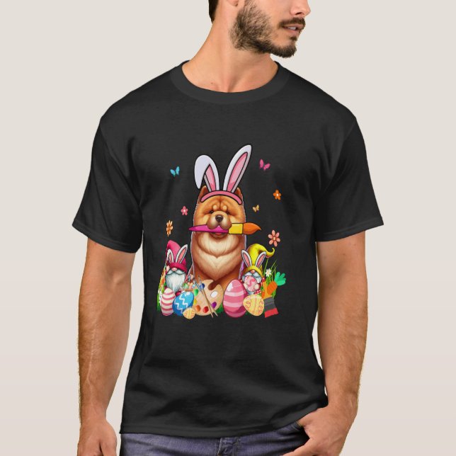 Chow Chow Cosplay Kanin Målar Påskägg Tomte T Shirt (Framsida)