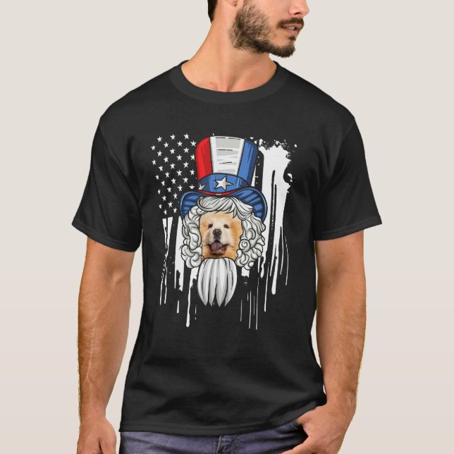 Chow Chow Costume Patriotic 4th Of July American F T Shirt (Framsida)