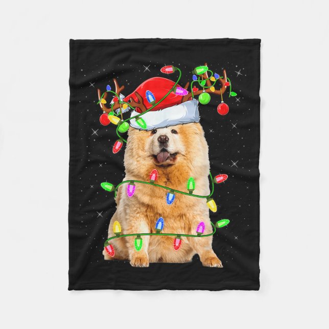 Chow Chow Dog Lover Xmas Lighting Santa Chow Chow  Fleecefilt (Framsidan)