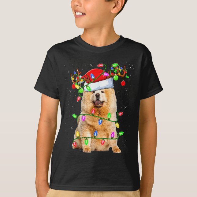 Chow Chow Dog Lover Xmas Lighting Santa Chow Chow  T Shirt (Framsida)