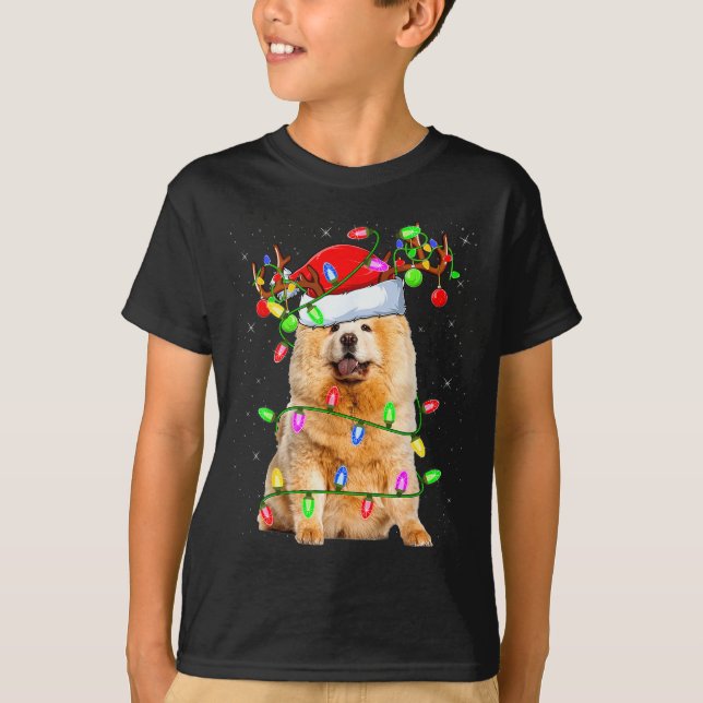 Chow Chow Dog Lover Xmas Lighting Santa Chow Chow  T Shirt (Framsida)