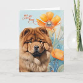 Chow Chow Dog Orange Poppy Blooms Get Well Kort
